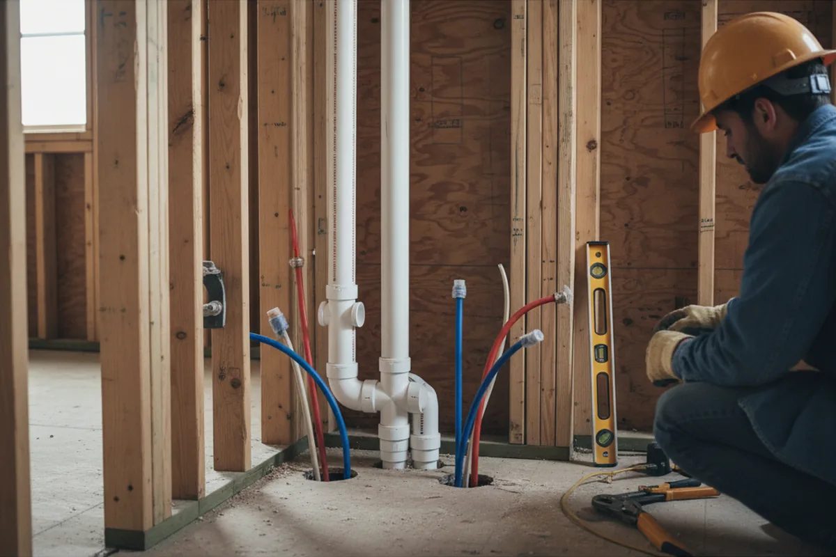 Drain and supply rough-in during Leak Detection in Kipling